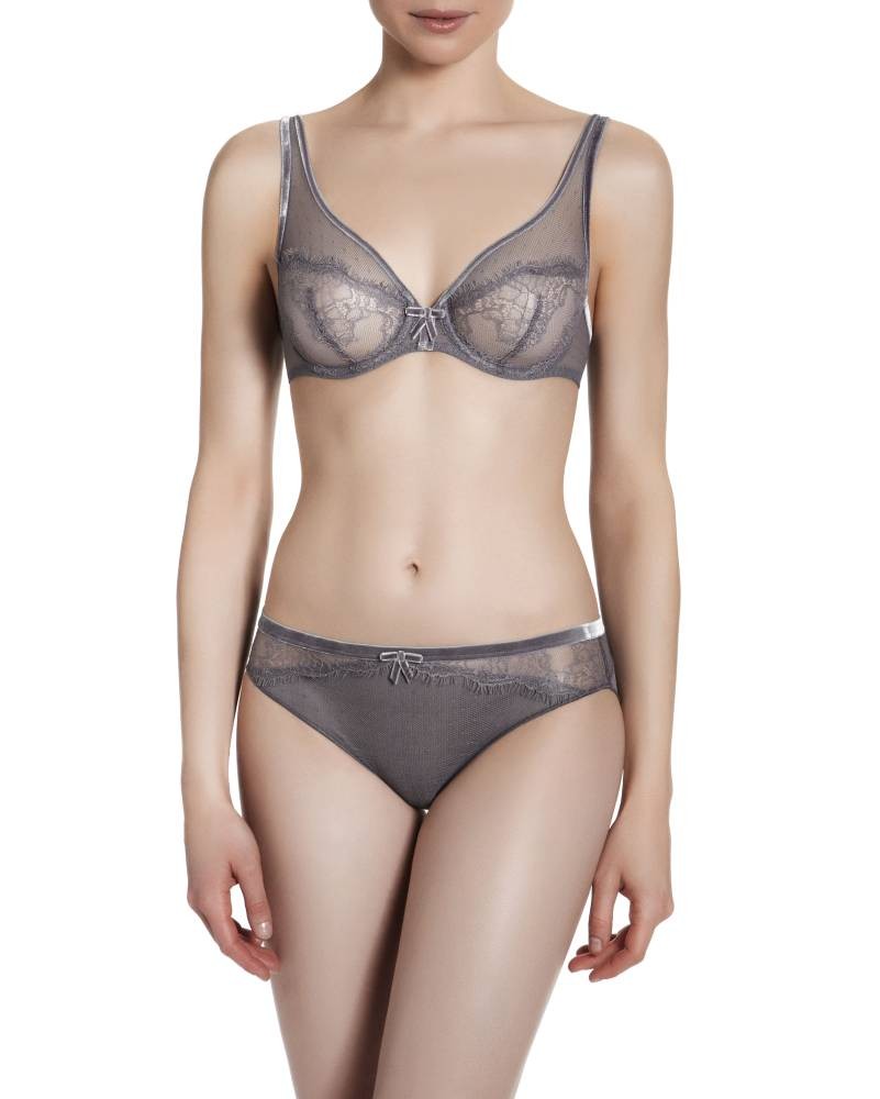 Simone Perele Velvet Bügel BH extra Halt tiefes Dekollete kieselgrau